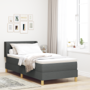 vidaXL Boxfjädringssäng med madrass Mörkgrå 90x200 cm Tyg