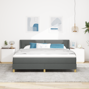 vidaXL Boxspring-säng med madrass i mörkgrå, 180 x 200 cm, tyg