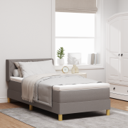 vidaXL Box Spring Säng med Madrass Gråbrun 90x200 cm Tyg