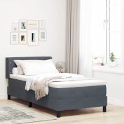 vidaXL Resårsäng med madrass 90x190 cm mörkgrå sammet