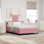 vidaXL Resårsäng med madrass 160x200 cm rosa sammet