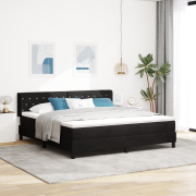 vidaXL Box Spring Säng med Madrass Svart 180x200 cm Sammet