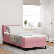 vidaXL Resårsäng med madrass 90x200 cm rosa sammet