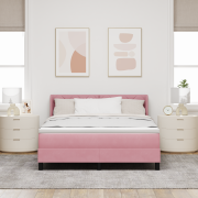 vidaXL Boxspring Säng med Madrass Rosa 140x190 cm Sammet