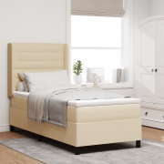 vidaXL Box Spring Säng med Madrass Grädde 90x200 cm Tyg