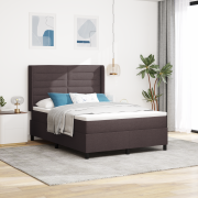 vidaXL Sängbotten med madrass Mörkbrun 140x200 cm Tyg