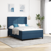 vidaXL Boxspring säng med madrass blå 140x200 cm tyg