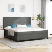vidaXL Boxfjädersäng med madrass Mörkgrå 200x200 cm, Tyg