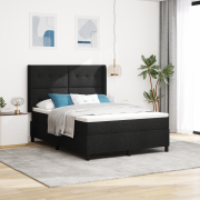 vidaXL Fyrkantig Sängbotten med Madrass Svart 160x200 cm Tyg
