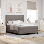 vidaXL Boxsäng med Madrass i Taupe, 140x190 cm, Tyg