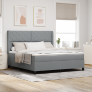 vidaXL Box Spring Säng med Madrass Ljusgrå 180x200 cm Tyg