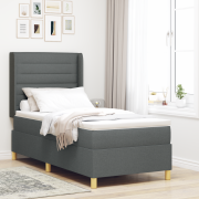 vidaXL Sängbotten med madrass Mörkgrå 90x200 cm Tyg