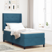 vidaXL Boxspring Säng med Madrass Mörkblå 100x200 cm Sammet