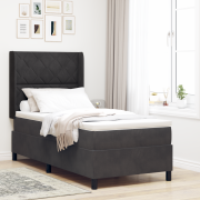 vidaXL Boxspring Säng med Madrass Svart 100x200 cm Sammet