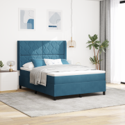 vidaXL Resårsäng med madrass 140x190 cm mörkblå sammet