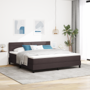 vidaXL Sängbotten med Madrass & LED Mörkbrun 180x200 cm Tyg