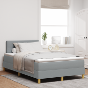 vidaXL Boxspring säng med madrass & LED Ljusgrå 120x190 cm Tyg