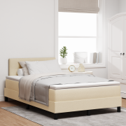 vidaXL Box Spring Säng med Madrass & LED Cream 120x190 cm Tyg
