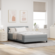 vidaXL Boxspring Säng med Madrass & LED Ljus Grå 160x200 cm Tyg