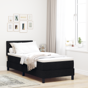 vidaXL Boxspring säng med madrass & LED svart 80x200 cm tyg