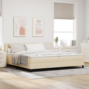 vidaXL Boxfjordsäng med madrass & LED Kräm 200x200 cm Tyg