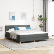 vidaXL Boxspring säng med madrass & LED mörkgrå 180x200 cm tyg