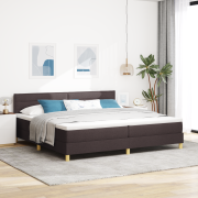 vidaXL Resårbädd med madrass & LED Mörkbrun 200x200 cm Tyg