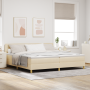vidaXL Boxvåningssäng med madrass & LED Grädde 200x200 cm Tyg