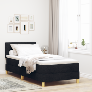 vidaXL Sängbottenmadrass med madrass & LED Svart 90x190 cm Tyg