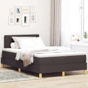 vidaXL Box-spring-säng med madrass & LED mörkbrun 120x200 cm tyg