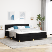 vidaXL Box Säng med Madrass & LED Svart 180x200 cm Tyg
