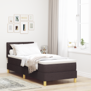 vidaXL Boxsäng med madrass & LED Mörkbrun 80x200 cm Tyger