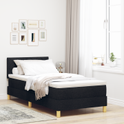 vidaXL Boxfjädersäng med madrass & LED Svart 90x190 cm Tyg