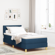 vidaXL Låda Fjädrande Säng med madrass & LED Blå 90x200 cm Tyg