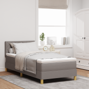 vidaXL Box Våningssäng med Madrass & LED Taupe 100x200 cm Tyg