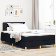 vidaXL Box Spring Säng med Madrass & LED Svart 120x190 cm Tyg