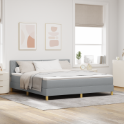 vidaXL Box Spring Säng med Madrass & LED Ljusgrå 180x200 cm Tyg