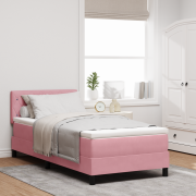 vidaXL Sängbotten med madrass & LED Rosa 90x200 cm Sammet