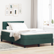 vidaXL Boxspring Säng med Madrass & LED Mörkgrön 120x200 cm Sammet