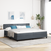 vidaXL Boxspring Bed med Madrass & LED Mörkgrå 200x200 cm Sammet