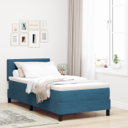 vidaXL Box Spring Säng med Madrass & LED Mörkblå 80x200 cm Sammet