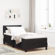 vidaXL Box Spring Bed med Madrass och LED Svart 90x190 cm Sammet