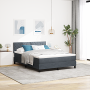vidaXL Boxspring Säng med Madrass & LED Mörkgrå 140x200 cm Sammet