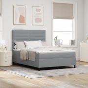 vidaXL Boxspring säng med madrass & LED Ljusgrå 140x200 cm Tyg