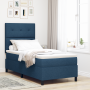 vidaXL Boxspring-säng med madrass och LED-blå 90x190 cm tyg