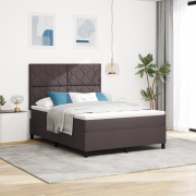 vidaXL Box Spring Bed med madrass & LED Mörkbrun 160x200 cm Tyg