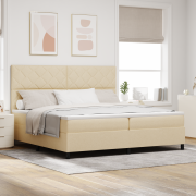 vidaXL Box Spring Säng med Madrass & LED Cream 200x200 cm Tyg