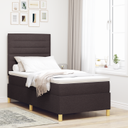 vidaXL Boxspring säng med madrass & LED Mörkbrun 80x200 cm Tyg