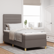 vidaXL Box Spring Säng med Madrass & LED Taupe 90x190 cm Tyg