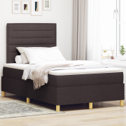 vidaXL Boxfjäder säng med madrass & LED Mörkbrun 120x200 cm Tyg